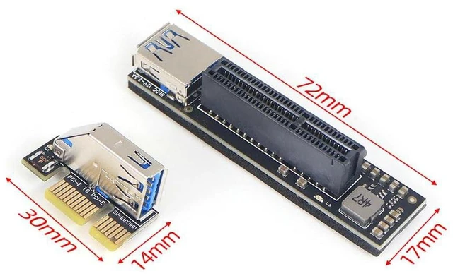 Alt view image 4 of 7 - AJMRTC PCI Express X1 to X4 USB 3.0 PCIE Riser Card, PCI-E SATA Expansion Adapter Raiser Extender, USB3.0 PCIe Riser Card for Mining, Desktop PC, Expand PCIe Slots and SATA Interface