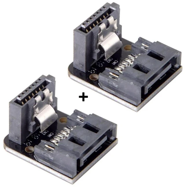 Main image of AJMRTC SATA 7Pin Male to Female 90 Degree Down Angled Adapter, 6Gbps SATA Port Extension Converter for Desktop Motherboard, SSD HDD, Right Angle SATA Connector for Internal PC Storage Cable Routing