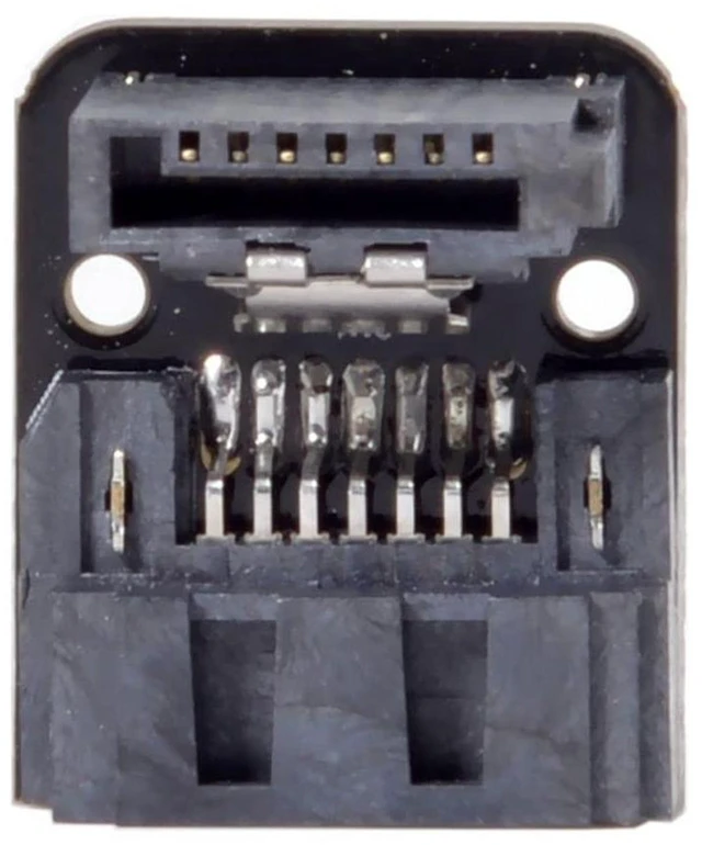 Alt view image 6 of 7 - AJMRTC SATA 7Pin Male to Female 90 Degree Down Angled Adapter, 6Gbps SATA Port Extension Converter for Desktop Motherboard, SSD HDD, Right Angle SATA Connector for Internal PC Storage Cable Routing