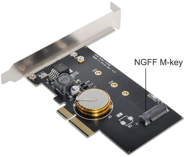Alt view image 5 of 7 - AJMRTC PCI-E 3.0 X4 to M.2 NGFF M Key NVMe SSD Adapter Card, PCI Express SSD Converter with Super Capacitor 4.0F, Power Failure Protection for Desktop PC, Supports M.2 M Key NVMe Solid State Drives