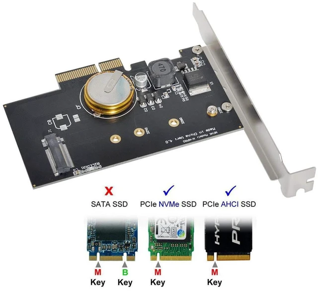 Alt view image 6 of 7 - AJMRTC PCI-E 3.0 X4 to M.2 NGFF M Key NVMe SSD Adapter Card, PCI Express SSD Converter with Super Capacitor 4.0F, Power Failure Protection for Desktop PC, Supports M.2 M Key NVMe Solid State Drives