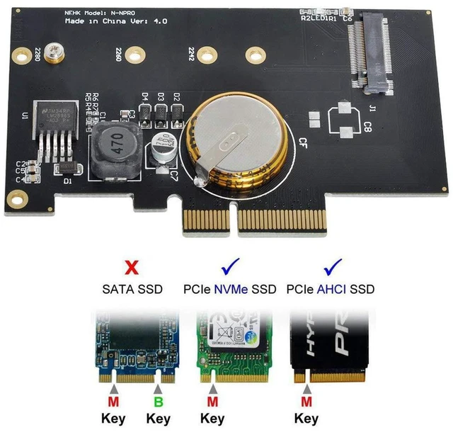 Alt view image 2 of 7 - AJMRTC PCI-E 3.0 X4 to M.2 NGFF M Key NVMe SSD Adapter Card, PCI Express SSD Converter with Super Capacitor 4.0F, Power Failure Protection for Desktop PC, Supports M.2 M Key NVMe Solid State Drives