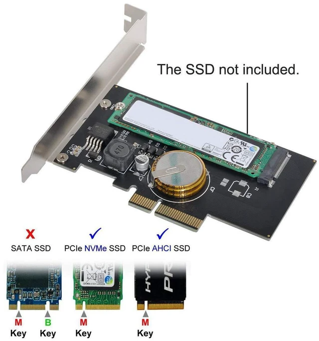 Alt view image 7 of 7 - AJMRTC PCI-E 3.0 X4 to M.2 NGFF M Key NVMe SSD Adapter Card, PCI Express SSD Converter with Super Capacitor 4.0F, Power Failure Protection for Desktop PC, Supports M.2 M Key NVMe Solid State Drives