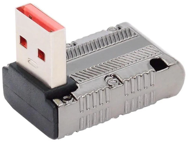 Main image of AJMRTC USB C to USB 3.0 Adapter, 10Gbps Data Speed, 120W Power Delivery, Mecha Cyberpunk Style, 90 Degree Down Angled Low Profile Type-C Connector Converter