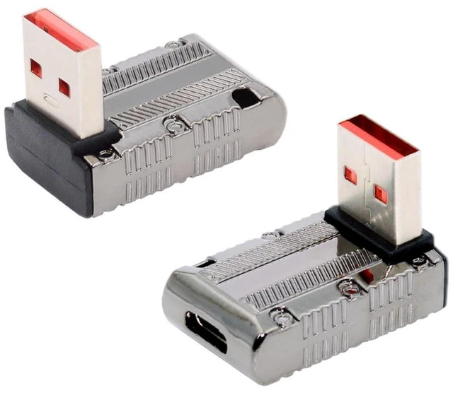 Alt view image 2 of 6 - AJMRTC USB C to USB 3.0 Adapter, 10Gbps Data Speed, 120W Power Delivery, Mecha Cyberpunk Style, 90 Degree Down Angled Low Profile Type-C Connector Converter