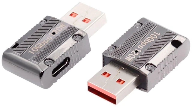 Alt view image 7 of 7 - AJMRTC USB C to USB 3.0 Adapter, 10Gbps Data, 120W PD Power, Mecha Cyberpunk Style, 90 Degree Left Angled Slim Type-C Connector Converter for Laptop PC DIY