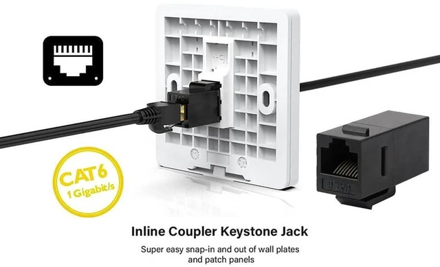 Alt view image 7 of 7 - AJMRTC CAT6 RJ45 Coupler, Female to Female Ethernet Keystone Jack Adapter, Cat6 Cat5e Cat5 Network Cable Extender for LAN Patch Cord, Home Office Network Wiring