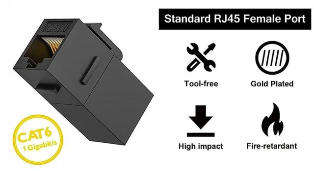 Alt view image 6 of 7 - AJMRTC CAT6 RJ45 Coupler, Female to Female Ethernet Keystone Jack Adapter, Cat6 Cat5e Cat5 Network Cable Extender for LAN Patch Cord, Home Office Network Wiring