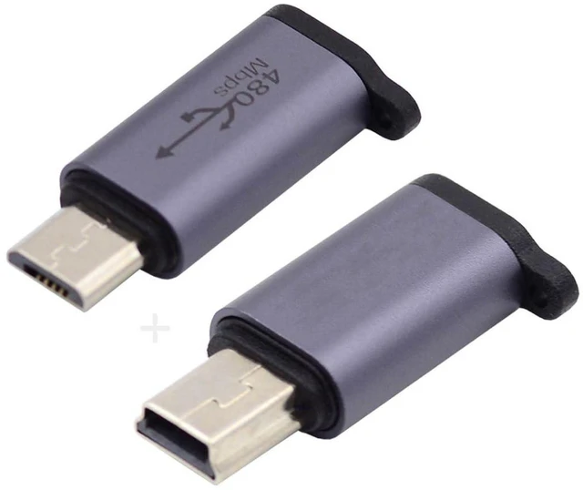 Alt view image 3 of 7 - AJMRTC 2 Pack USB 2.0 Adapter, Micro USB & Mini USB Male to USB C Female Converter, 480Mbps Data Sync, 12W 5V 2.4A Charging for Old Micro Mini USB Devices to Type C Cable