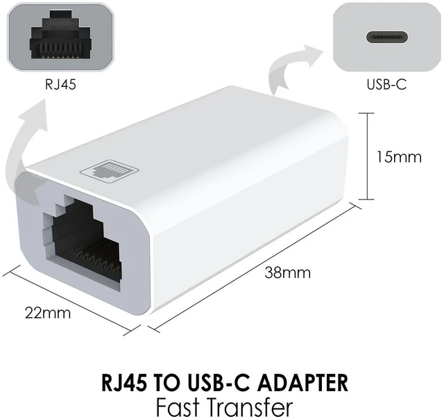 Alt view image 5 of 6 - AJMRTC USB C Female to RJ45 Ethernet Adapter, 10/100Mbps LAN Network Converter, Type-C Female to RJ45 Jack Dongle for Laptop, Tablet, Desktop Wired Network Connection