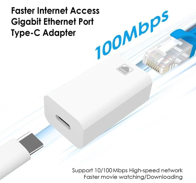 Alt view image 3 of 6 - AJMRTC USB C Female to RJ45 Ethernet Adapter, 10/100Mbps LAN Network Converter, Type-C Female to RJ45 Jack Dongle for Laptop, Tablet, Desktop Wired Network Connection