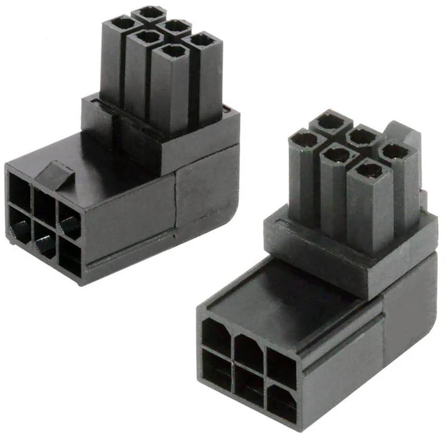 Main image of AJMRTC 2Pcs ATX 6Pin Male to Female Power Header Adapter, 90 Degree Up Down Angled GPU Power Connector for Graphics Card, Desktop PC Internal Wiring Modification