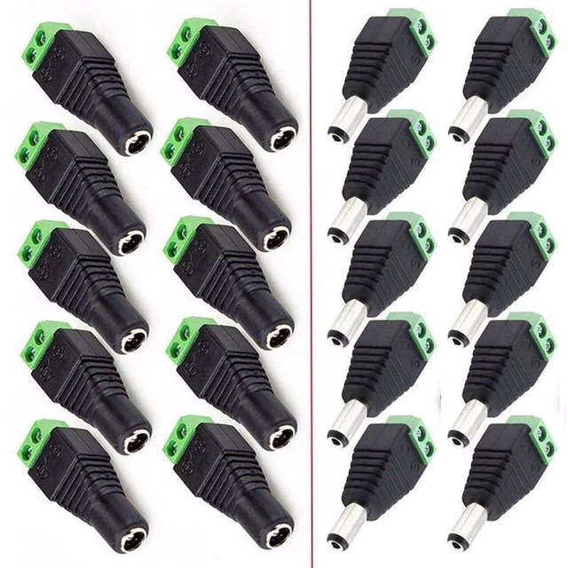 Main image of AJMRTC 10 Pair 5.5x2.1mm DC Power Male Female Plug Connector, 12V DC Power Terminal Adapter for CCTV Camera, LED Strip Light, Surveillance & DIY Electronic Projects