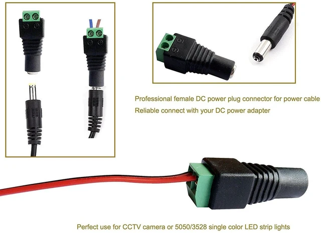 Alt view image 4 of 7 - AJMRTC 10 Pair 5.5x2.1mm DC Power Male Female Plug Connector, 12V DC Power Terminal Adapter for CCTV Camera, LED Strip Light, Surveillance & DIY Electronic Projects