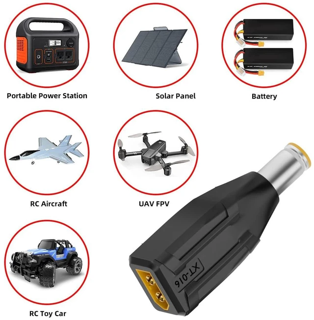Alt view image 5 of 7 - AJMRTC XT60 Male to DC 7.9x5.4mm Male Fast Charging Adapter, SC100 Protocol Power Connector for RC Lipo Battery, Quadcopter, Multicopter, Aeromodelling Model Parts