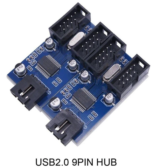 Alt view image 4 of 7 - AJMRTC USB 2.0 Front Panel Header 9Pin 10Pin 1 to 4 Splitter Cable, Motherboard Internal USB 2.0 Header Extension Adapter, 9/10 Pin Mainboard Header HUB for PC Case Front USB Port Expansion
