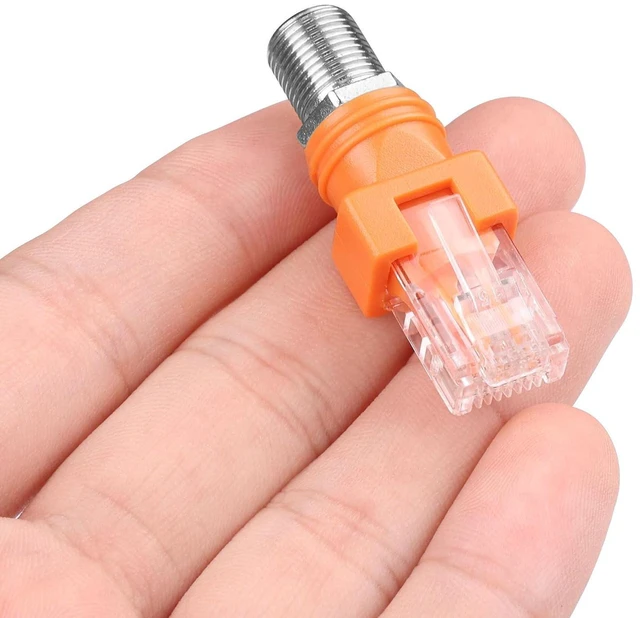 Alt view image 5 of 7 - AJMRTC 4 Pack F Female to RJ45 Male Adapter, RF F-Type Coaxial to RJ45 Ethernet Converter Coupler, F to RJ45 Connector for CCTV, Coax Network, Video Signal Transmission Project