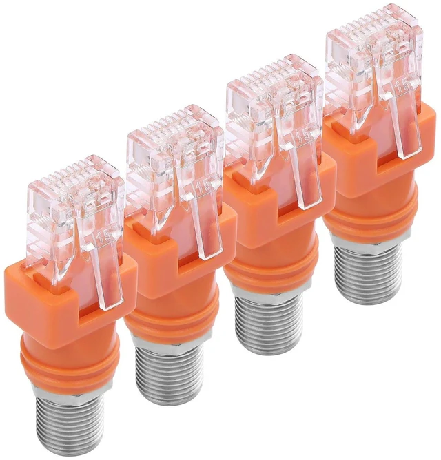 Alt view image 3 of 7 - AJMRTC 4 Pack F Female to RJ45 Male Adapter, RF F-Type Coaxial to RJ45 Ethernet Converter Coupler, F to RJ45 Connector for CCTV, Coax Network, Video Signal Transmission Project