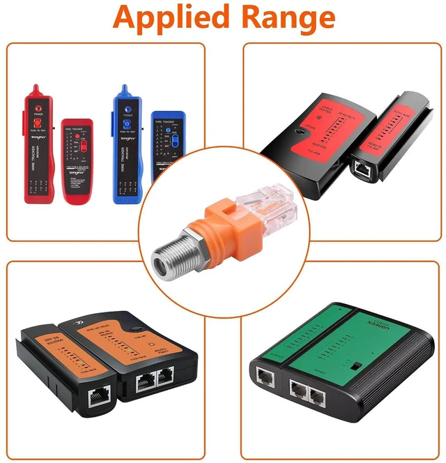 Alt view image 4 of 7 - AJMRTC 4 Pack F Female to RJ45 Male Adapter, RF F-Type Coaxial to RJ45 Ethernet Converter Coupler, F to RJ45 Connector for CCTV, Coax Network, Video Signal Transmission Project