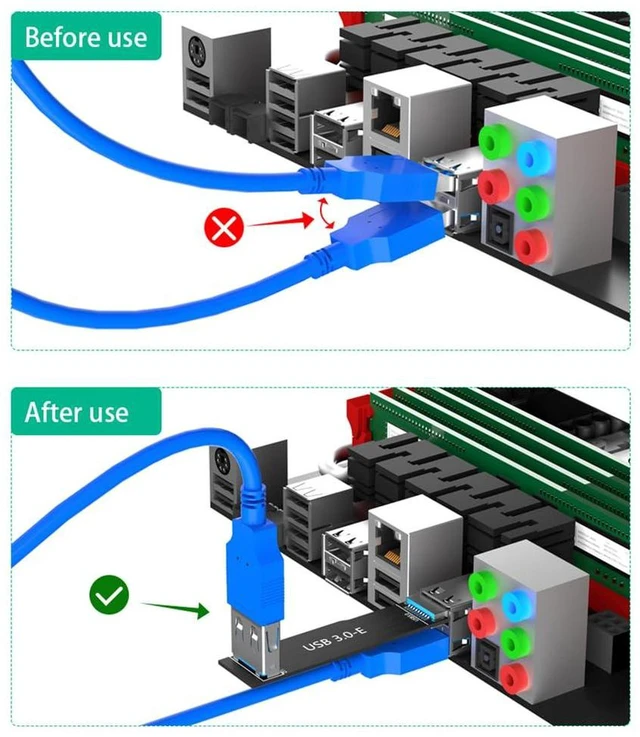 Alt view image 4 of 7 - AJMRTC USB 3.0 Type E 9Pin Internal Adapter Card, Male to Female Header Extension Card, Backward Compatible with USB 2.0 and USB 1.1, Motherboard Internal USB Header Extender for PC Chassis Front Pane