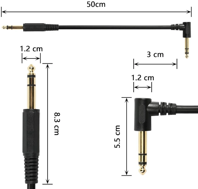 Alt view image 3 of 6 - AJMRTC 1/4 Inch Guitar Instrument Cable, Right Angle 6.35mm TRS Male to Straight 6.35mm TRS Male Audio Cord, Shielded Stereo Cable for Guitar, Bass, Keyboard, Mixer, Amplifier, Stage and Studio Use