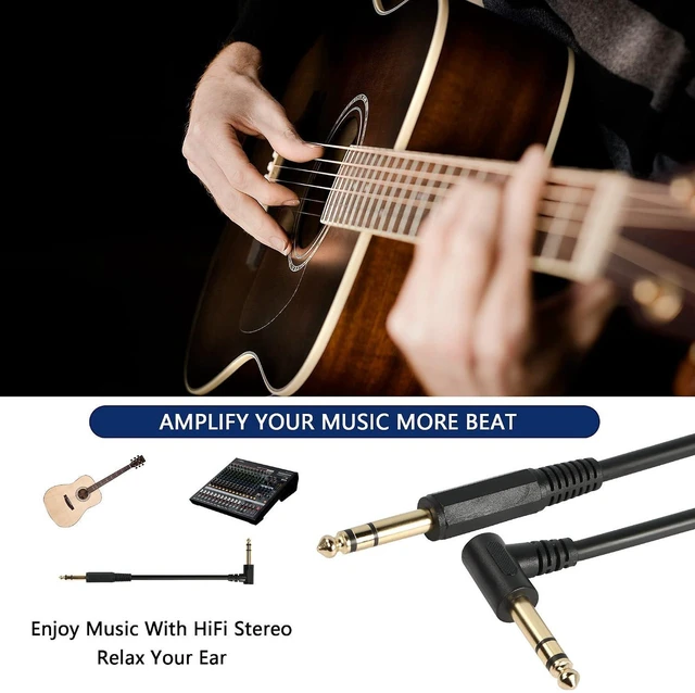 Alt view image 6 of 6 - AJMRTC 1/4 Inch Guitar Instrument Cable, Right Angle 6.35mm TRS Male to Straight 6.35mm TRS Male Audio Cord, Shielded Stereo Cable for Guitar, Bass, Keyboard, Mixer, Amplifier, Stage and Studio Use