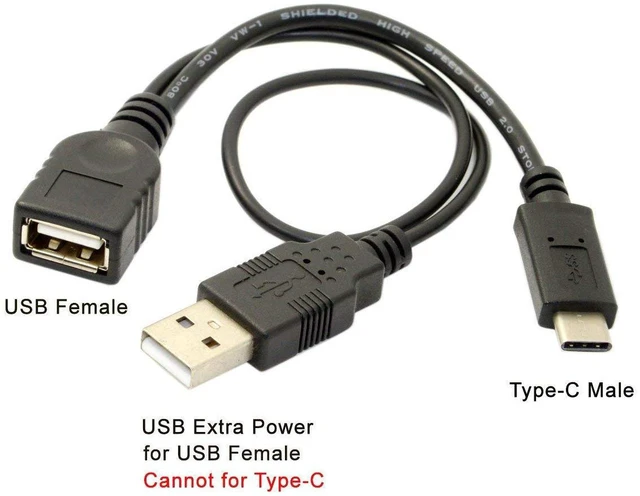 Alt view image 6 of 7 - AJMRTC USB C OTG Cable, USB 3.1 Type C Male to USB 2.0 Type A Male & Female OTG Data Cord, Separate Power Supply for USB A Female Port Only, Not for Type C Port, for Phone, Tablet, Laptop Peripheral C