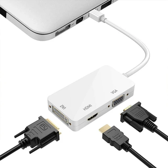 Alt view image 3 of 4 - AJMRTC 3 in 1 Mini DP to HDMI VGA DVI Adapter Cable, Mini DisplayPort Multi Video Converter, Thunderbolt Compatible, Supports MacBook Laptop, 1080P Output for Monitor, Projector, HD Display