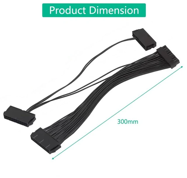 Alt view image 3 of 7 - AJMRTC ATX 24 Pin Male to 3 Female PSU Splitter Cable, 30cm 24Pin 1-to-3 Power Supply Extension Splitter for Mining Rig, Motherboard Multi PSU Synchronization, Gaming PC, 1 Piece