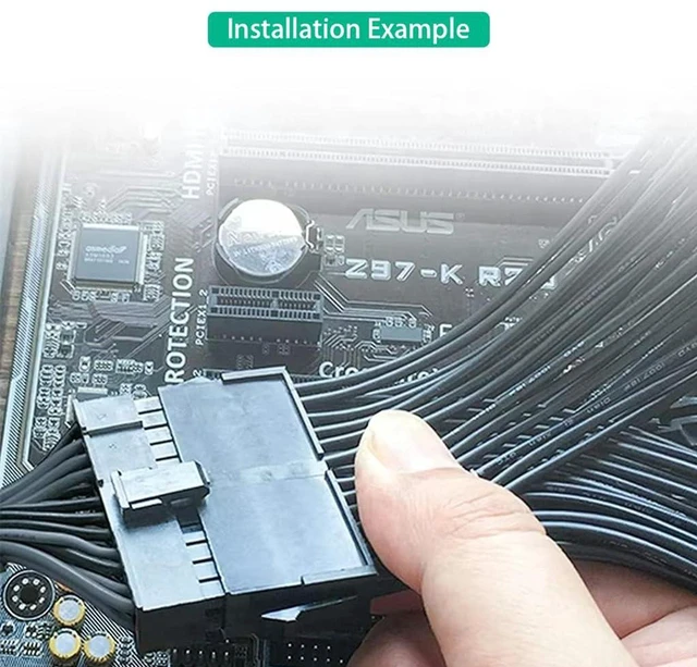 Alt view image 7 of 7 - AJMRTC ATX 24 Pin Male to 3 Female PSU Splitter Cable, 30cm 24Pin 1-to-3 Power Supply Extension Splitter for Mining Rig, Motherboard Multi PSU Synchronization, Gaming PC, 1 Piece