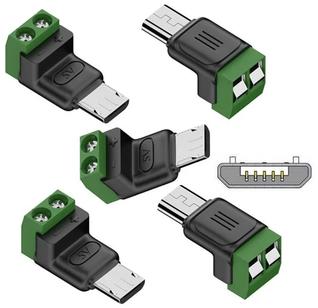 Alt view image 6 of 7 - AJMRTC 5Pcs Set Solderless Micro USB 5Pin Male to 2Pin Terminal Connector, DC 5V Power DIY Repair Adapter, Tool-Free Micro USB Plug to 2P Terminal Block for DIY Wiring, OEM Electronic Repair Projects