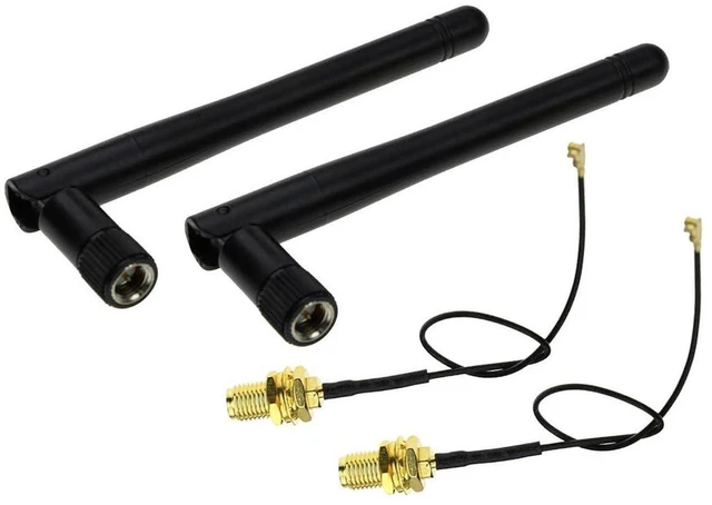Main image of AJMRTC 2Pcs 2.4GHz 3dBi WiFi Antenna, RP-SMA Male to U.FL-4 IPEX4 Cable Pigtail, 2.4G Omni Wireless Antenna, U.fl-4 to RP-SMA Adapter Aerial for Router, WiFi Module, IoT Wireless Device