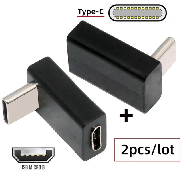 Alt view image 5 of 7 - AJMRTC 2 Pack 90 Degree USB C Male to Micro USB 5Pin Female Adapter, USB 2.0 Right Angle Converter, Charging & 480Mbps Data Transfer Connector for Phones, Power Banks, Raspberry Pi