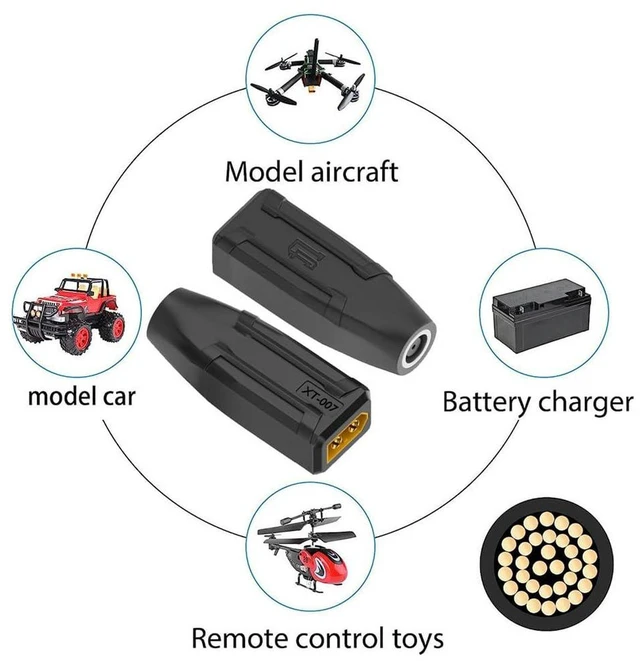 Alt view image 7 of 7 - AJMRTC XT60 Male to DC 7.4x5.0mm Female Adapter, SC100 Protocol Fast Charging Connector for RC Lipo Battery, Quadcopter, Multicopter, Aeromodelling