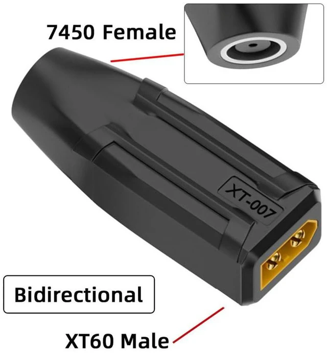Alt view image 4 of 7 - AJMRTC XT60 Male to DC 7.4x5.0mm Female Adapter, SC100 Protocol Fast Charging Connector for RC Lipo Battery, Quadcopter, Multicopter, Aeromodelling