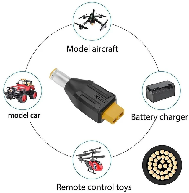 Alt view image 2 of 7 - AJMRTC XT60 Female to DC 7.9x5.4mm Male Adapter, SC100 Protocol Fast Charging Connector for RC Lipo Battery, Quadcopter, Multicopter, Aeromodelling