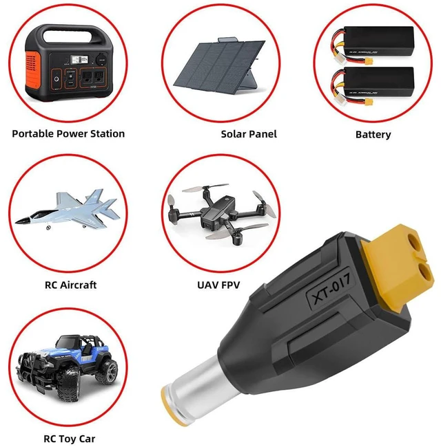 Alt view image 7 of 7 - AJMRTC XT60 Female to DC 7.9x5.4mm Male Adapter, SC100 Protocol Fast Charging Connector for RC Lipo Battery, Quadcopter, Multicopter, Aeromodelling