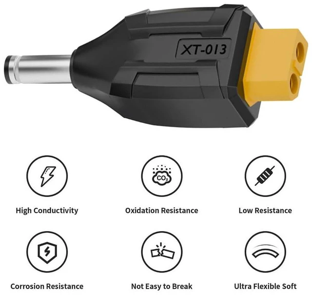 Alt view image 3 of 7 - AJMRTC XT60 Female to DC 5.5x2.1mm Male Adapter, SC100 Protocol Fast Charging Connector for RC Lipo Battery, Quadcopter, Multicopter, Aeromodelling