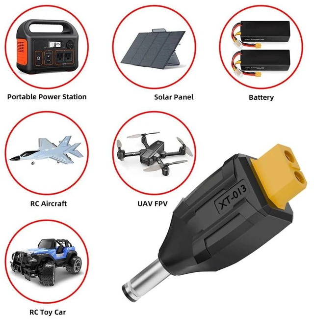 Alt view image 4 of 7 - AJMRTC XT60 Female to DC 5.5x2.1mm Male Adapter, SC100 Protocol Fast Charging Connector for RC Lipo Battery, Quadcopter, Multicopter, Aeromodelling