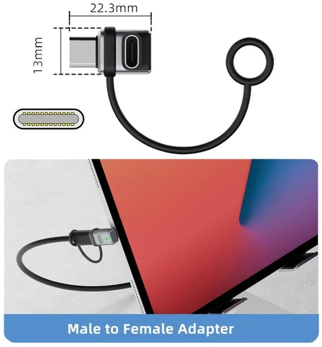Alt view image 6 of 7 - AJMRTC 90 Degree Up Down Low Profile USB C Adapter, USB4 Type-C Angled Connector, 80Gbps Data Transfer, 240W PD Fast Charging, 8K@60Hz Video Output for Laptop, Docking Station, External GPU