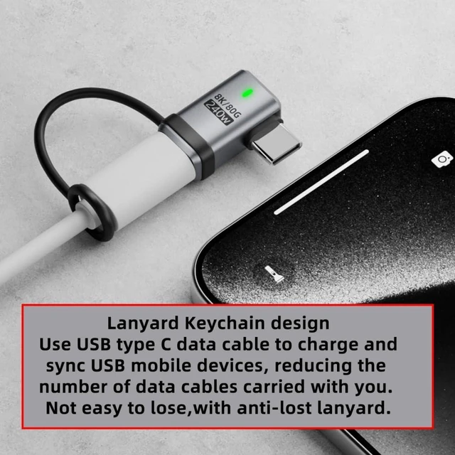 Alt view image 3 of 7 - AJMRTC 90 Degree Left Right Flat Angled USB C Adapter, USB4 Type-C Flat Right Angle Connector, 80Gbps Data Transfer, 240W PD Fast Charging, 8K@60Hz Video Output for Laptop, Docking Station, External