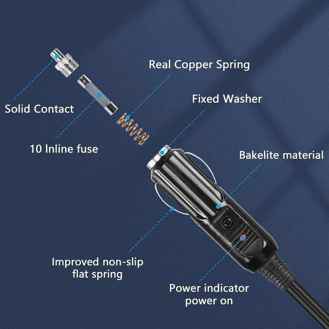 Alt view image 7 of 7 - AJMRTC Car Cigarette Lighter Plug to DIN Hella Socket Converter Cable, 12V 24V Vehicle Power Adapter Cord for Motorcycle, RV, Truck, Hella Standard Devices