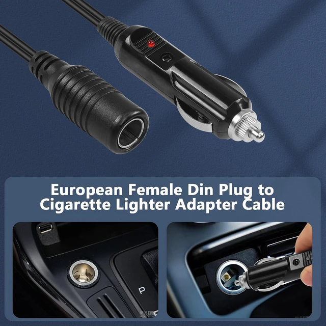 Alt view image 5 of 7 - AJMRTC Car Cigarette Lighter Plug to DIN Hella Socket Converter Cable, 12V 24V Vehicle Power Adapter Cord for Motorcycle, RV, Truck, Hella Standard Devices