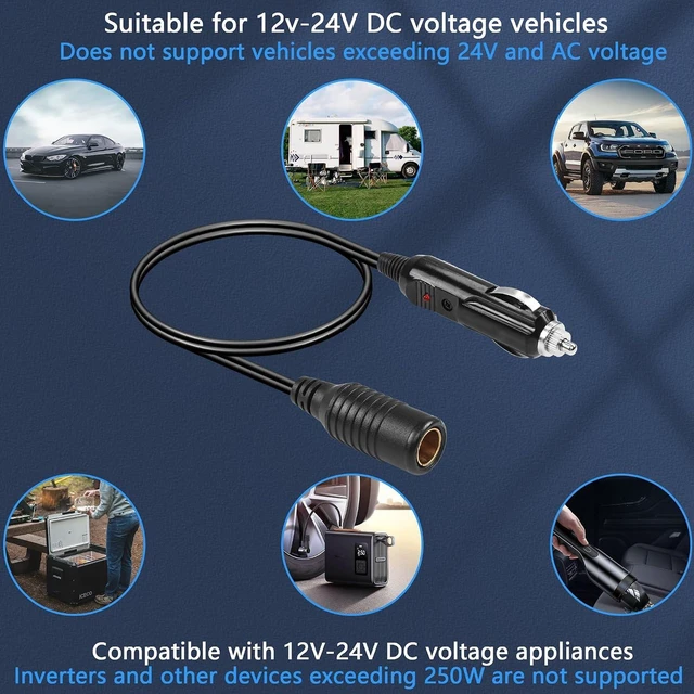 Alt view image 6 of 7 - AJMRTC Car Cigarette Lighter Plug to DIN Hella Socket Converter Cable, 12V 24V Vehicle Power Adapter Cord for Motorcycle, RV, Truck, Hella Standard Devices