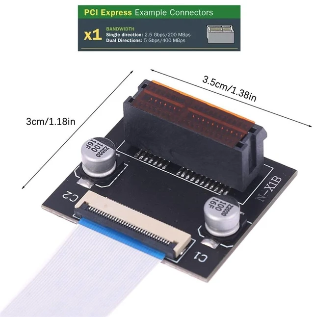 Alt view image 3 of 7 - AJMRTC 10cm Low Profile PCIe 1X Riser Cable, Angled Flexible Ribbon PCI Express 1X Slot Extender Relocation Extension Card for Desktop Motherboard, GPU, Expansion Cards