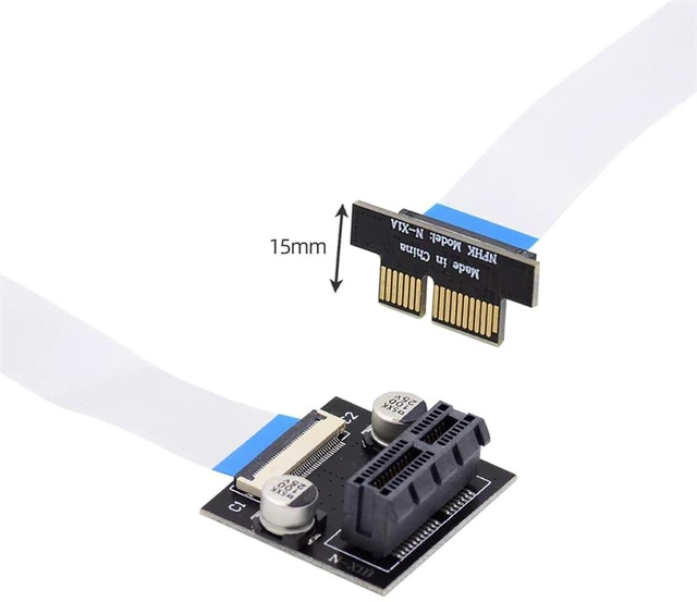 Alt view image 2 of 7 - AJMRTC 10cm Low Profile PCIe 1X Riser Cable, Angled Flexible Ribbon PCI Express 1X Slot Extender Relocation Extension Card for Desktop Motherboard, GPU, Expansion Cards
