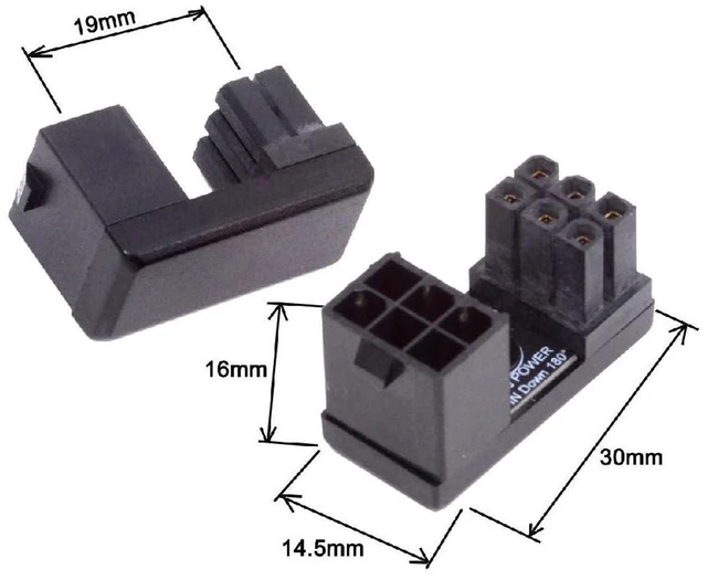 Alt view image 2 of 7 - AJMRTC 180 Degree U-Turn PCIe ATX 6Pin Female to 6Pin Male Power Adapter, Angled GPU Power Steering Connector for Desktop Graphics Card, PC Chassis Cable Management