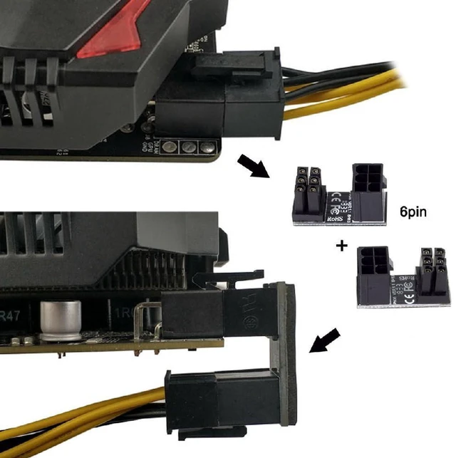 Alt view image 7 of 7 - AJMRTC 180 Degree U-Turn PCIe ATX 6Pin Female to 6Pin Male Power Adapter, Angled GPU Power Steering Connector for Desktop Graphics Card, PC Chassis Cable Management