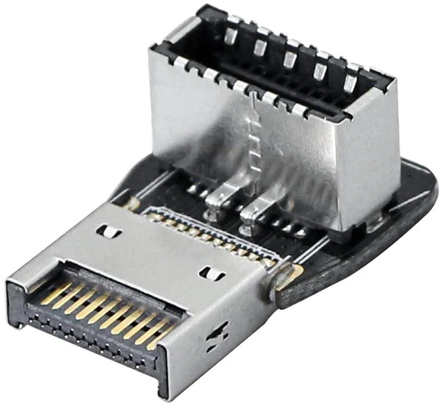 Main image of AJMRTC 90 Degree USB Type E Adapter, Up Angle USB 3.2 Type E Male to Female Converter, Right Angle Front Panel Internal Connector for Desktop PC Motherboard Case Wiring Space Saving