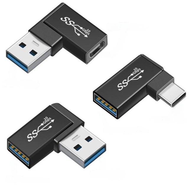Main image of AJMRTC 3 Pack USB 3.0 90 Degree Angled Adapter, USB A to USB A & USB C Right Angle OTG Converter, Support Data Transfer, Charging, for Laptop, Phone, Flash Drive and Other External Devices